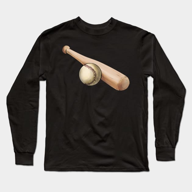 Baseball Bat And Ball Long Sleeve T-Shirt by SinBle
